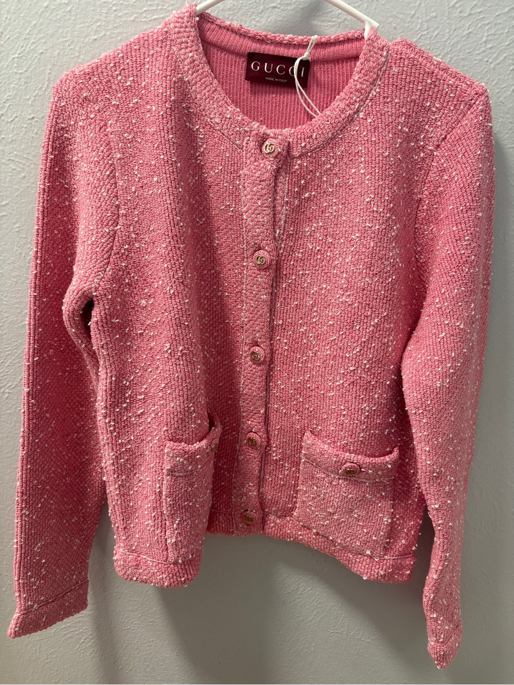 Gucci Pink Bouclé Pocket Cardigan